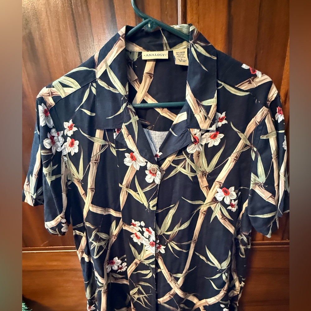 Analogy Black Bamboo Floral Men's Shirt